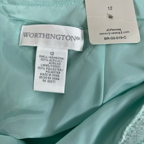 Worthington Womens teal Blue sequined waist flare knee length Skirt size 12 NWT - Picture 11 of 14